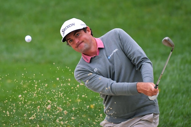 NEWTOWN SQUARE, PA - SEPTEMBER 10: Keegan Bradley plays a shot from the bunker on the third hole during the weather-delayed final round of the BMW Championship at Aronimink Golf Club on September 10, 2018 in Newtown Square, Pennsylvania. (Photo by Drew Hallowell/Getty Images)