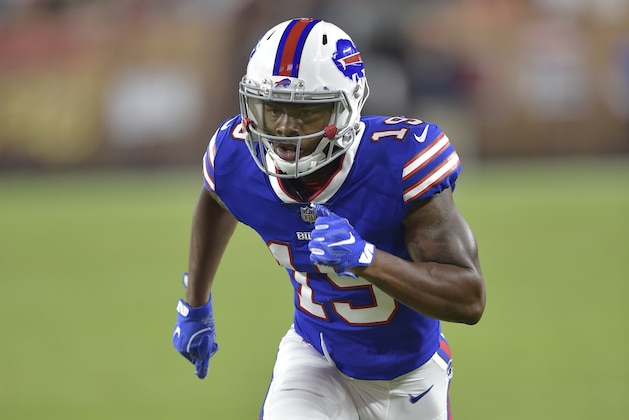 Buffalo Bills wide receiver Corey Coleman (19) runs a route during the team's NFL football preseason game against the Buffalo Bills, Friday, Aug. 17, 2018, in Cleveland. Buffalo won 19-17. (AP Photo/David Richard)