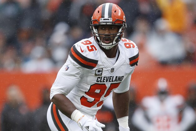 CLEVELAND, OH - SEPTEMBER 09: Myles Garrett #95 of the Cleveland Browns in action during the game against the Pittsburgh Steelers at FirstEnergy Stadium on September 9, 2018 in Cleveland, Ohio. The game ended in a 21-21 tie. (Photo by Joe Robbins/Getty Images)