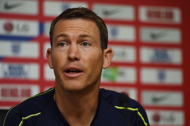 Switzerland's defender Stephan Lichtsteiner takes part in a press conference at the King Power stadium in Leicester, central England on September 10, 2018 on the eve of their friendly international match against England. (Photo by Paul ELLIS / AFP) / NOT FOR MARKETING OR ADVERTISING USE / RESTRICTED TO EDITORIAL USE        (Photo credit should read PAUL ELLIS/AFP/Getty Images)