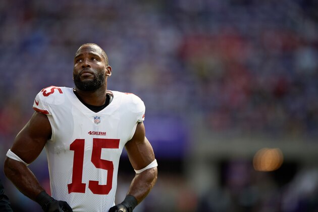 MINNEAPOLIS, MN - SEPTEMBER 09: Pierre Garcon #15 of the San Francisco 49ers looks on before the game against the Minnesota Vikings on September 9, 2018 at U.S. Bank Stadium in Minneapolis, Minnesota. The Vikings defeated the 49ers 24-16. (Photo by Hannah Foslien/Getty Images)