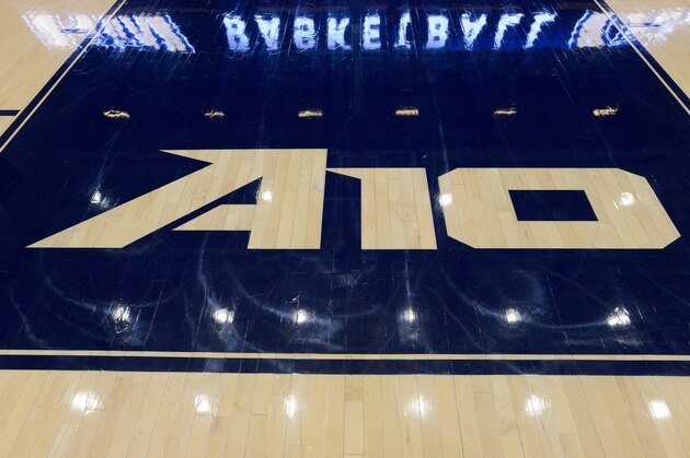WASHINGTON, DC - FEBRUARY 01:  The Atlantic Ten logo on the court at the Charles E. Smith Athletic Center on February 1, 2017 in Washington, DC.  (Photo by G Fiume/Getty Images)