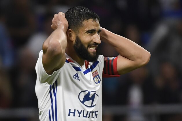 Lyon's French midfielder Nabil Fekir reacts after losing a goal during the French L1 football match between Olympique Lyonnais and OGC Nice on August 31, 2018, at the Groupama Stadium in Decines-Charpieu near Lyon, central-eastern France. (Photo by PHILIPPE DESMAZES / AFP)        (Photo credit should read PHILIPPE DESMAZES/AFP/Getty Images)