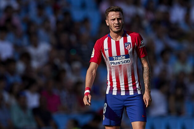 VIGO, SPAIN - SEPTEMBER 01:  Saul Niguez of Atletico de Madrid looks on during the La Liga match between RC Celta de Vigo and Club Atletico de Madrid at Abanca Balaidos Stadium on September 1, 2018 in Vigo, Spain  (Photo by Quality Sport Images/Getty Images)
