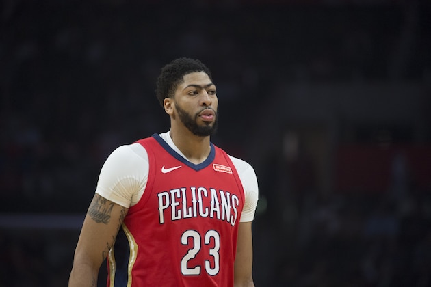 New Orleans Pelicans forward Anthony Davis during the first half of an NBA basketball game against the Los Angeles Clippers Tuesday, March 6, 2018, in Los Angeles. (AP Photo/Kyusung Gong)