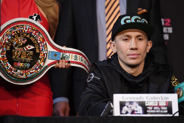 LAS VEGAS, NV - SEPTEMBER 12:  WBC/WBA middleweight champion Gennady Golovkin attends a news conference at MGM Grand Hotel & Casino on September 12, 2018 in Las Vegas, Nevada. Golovkin will defend his titles against Canelo Alvarez in a rematch on September 15 at T-Mobile Arena in Las Vegas.  (Photo by Ethan Miller/Getty Images)
