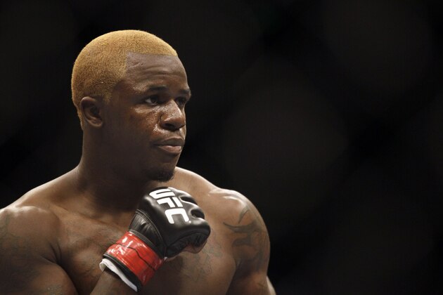 Melvin Guillard battles in a lightweight UFC mixed martial arts fight on Friday, Jan. 20, 2012, in Nashville, Tenn. (AP Photo/Mark Humphrey)