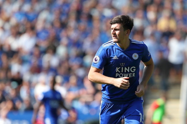 LEICESTER, ENGLAND - SEPTEMBER 01: Harry Maguire of Leicester City during the Premier League match between Leicester City and Liverpool FC at The King Power Stadium on September 1, 2018 in Leicester, United Kingdom. (Photo by James Williamson - AMA/Getty Images)