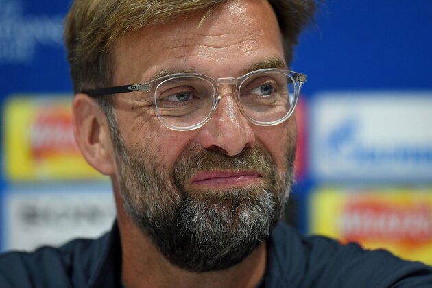 Liverpool's German manager Jurgen Klopp attends a press conference during a media day at Anfield stadium in Liverpool, north west England on May 21, 2018, ahead of their UEFA Champions League final football match against Real Madrid in Kiev on May 26. (Photo by Paul ELLIS / AFP)        (Photo credit should read PAUL ELLIS/AFP/Getty Images)