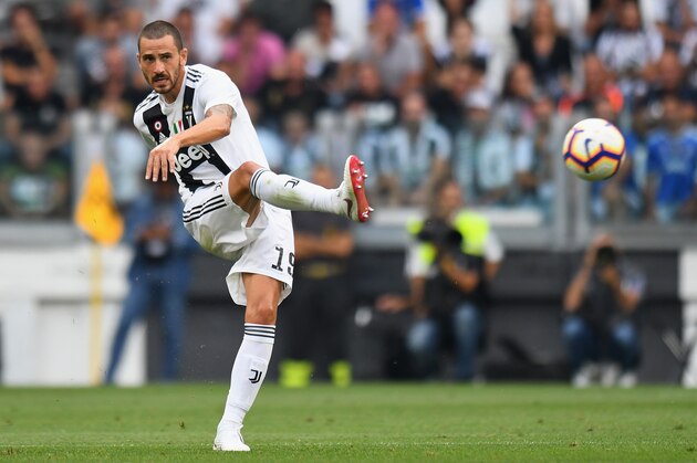 TURIN, ITALY - AUGUST 25:  Leonardo Bonucci of Juventus in action during the serie A match between Juventus and SS Lazio on August 25, 2018 in Turin, Italy.  (Photo by Alessandro Sabattini/Getty Images)