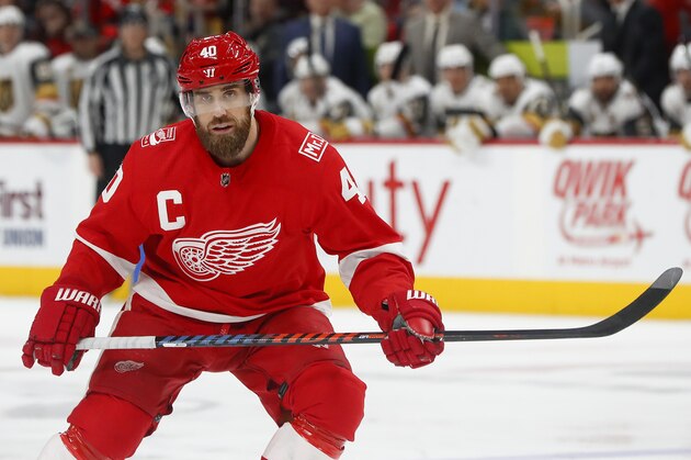 Detroit Red Wings center Henrik Zetterberg plays against the Vegas Golden Knights in the second period of an NHL hockey game Thursday, March 8, 2018, in Detroit. (AP Photo/Paul Sancya)