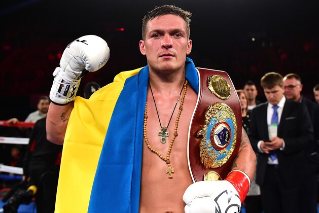 INGLEWOOD, CA - DECEMBER 17:  Oleksandr Usyk of the Ukraine poses with his belt after beating Thabiso Mchunu of South Africa to win the WBO Cruiserweight title at The Forum on December 17, 2016 in Inglewood, California.  (Photo by Harry How/Getty Images)