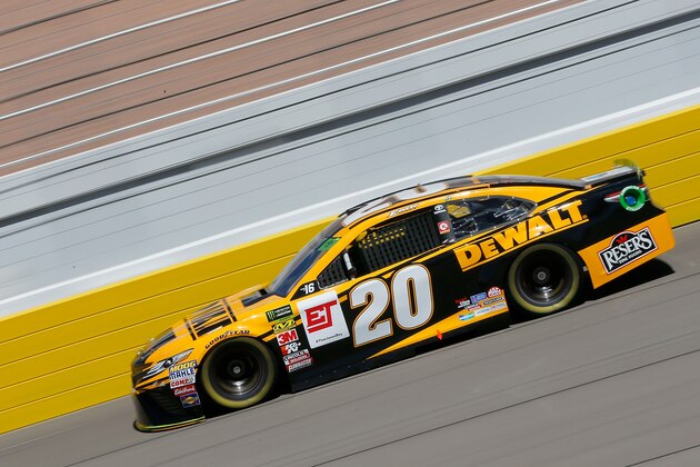 LAS VEGAS, NV - SEPTEMBER 14:  Erik Jones, driver of the #20 DeWalt Toyota, drives during practice for the Monster Energy NASCAR Series South Point Hotel and Casino 400 at Las Vegas Motor Speedway on September 14, 2018 in Las Vegas, Nevada.  (Photo by Jonathan Ferrey/Getty Images)