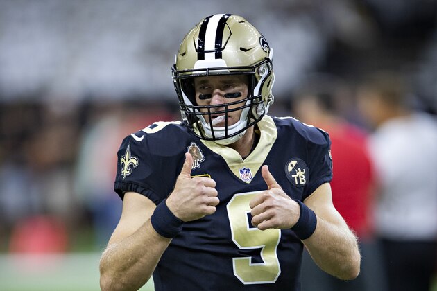 NEW ORLEANS, LA - SEPTEMBER 9:  Drew Brees #9 of the New Orleans Saints warms up before a game against the Tampa Bay Buccaneers at Mercedes-Benz Superdome on September 9, 2018 in New Orleans, Louisiana. The Buccaneers defeated the Saints 48-40. (Photo by Wesley Hitt/Getty Images)