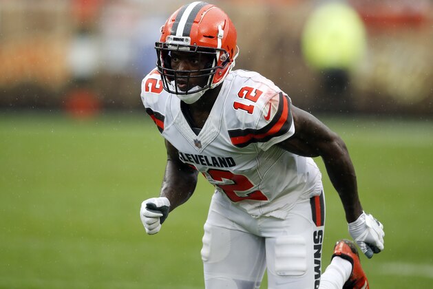 FILE - In this Sunday, Sept. 9, 2018, file photo, Cleveland Browns wide receiver Josh Gordon (12) plays against the Pittsburgh Steelers during an NFL football game,, in Cleveland. Gordon will miss Sunday’s game in New Orleans with a hamstring injury(Jeff Haynes/AP Images for Panini, File)