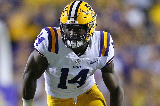 BATON ROUGE, LA - SEPTEMBER 09:  Drake Davis #14 of the LSU Tigers runs during a game against the Chattanooga Mocs at Tiger Stadium on September 9, 2017 in Baton Rouge, Louisiana.  (Photo by Jonathan Bachman/Getty Images)