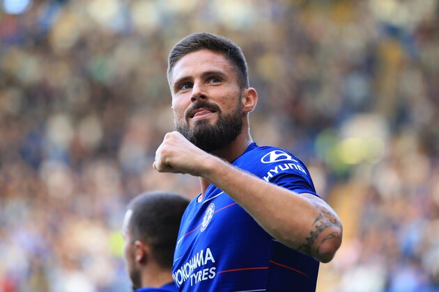LONDON, ENGLAND - SEPTEMBER 15: Olivier Giroud of Chelsea celebrates during the Premier League match between Chelsea FC and Cardiff City at Stamford Bridge on September 15, 2018 in London, United Kingdom. (Photo by Marc Atkins/Getty Images)