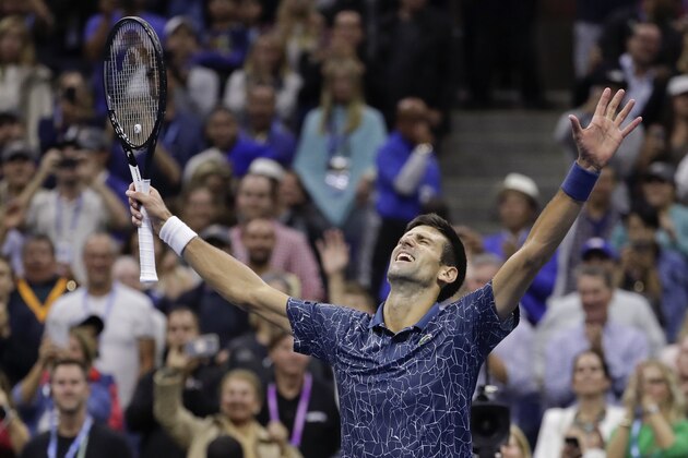 Novak Djokovic, of Serbia, celebrates after defeating Juan Martin del Potro, of Argentina, in the men's final of the U.S. Open tennis tournament, Sunday, Sept. 9, 2018, in New York. (AP Photo/Julio Cortez)