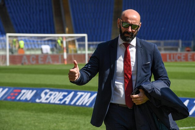 Roma's Sports director Ramon Rodriguez Verdejo, known as Monchi, gives the thumb-up sign prior to the Serie A soccer match between Roma and Lazio, at the Rome Olympic stadium, Sunday, April 30, 2017.  (Alessandro Di Meo/ANSA via AP)