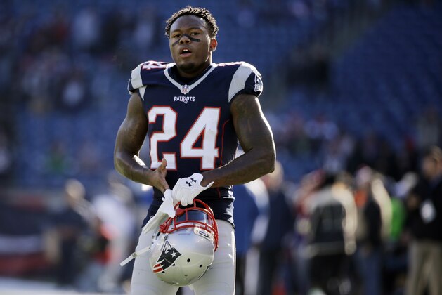 New England Patriots cornerback Cyrus Jones (24) warms up before an NFL football game against the Los Angeles Rams, Sunday, Dec. 4, 2016, in Foxborough, Mass. (AP Photo/Elise Amendola)