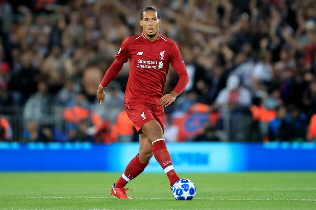 LIVERPOOL, ENGLAND - SEPTEMBER 18:  Virgil van Dijk of Liverpool during the Group C match of the UEFA Champions League between Liverpool and Paris Saint-Germain at Anfield on September 18, 2018 in Liverpool, United Kingdom. (Photo by Marc Atkins/Getty Images)