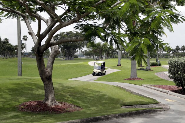 In this Friday, July 6, 2018 photo, is the Melreese Country Club in Miami. David Beckham and his partners are scheduled to present a proposal to the Miami city commission next week in which the public golf course would be the site of a 28,000-seat stadium for a Major League Soccer Franchise. If commissioners approve, voters would decide on Nov. 6 whether to change the city's charter and allow what would be a no-bid deal to lease 73 acres at the Melreese site to the group. (AP Photo/Lynne Sladky)