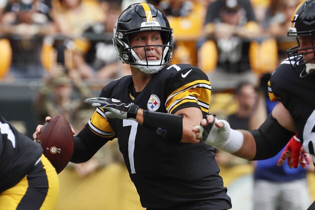 Pittsburgh Steelers quarterback Ben Roethlisberger (7) plays against the Kansas City Chiefs in an NFL football game Sunday, Sept. 16, 2018, in Pittsburgh. (AP Photo/Gene J. Puskar)