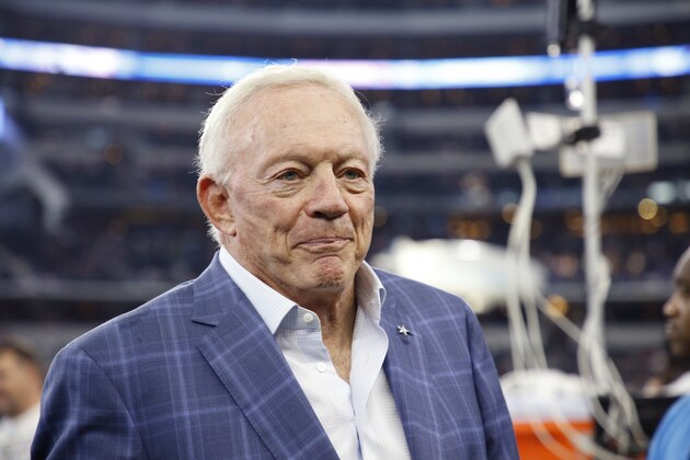 Dallas Cowboys owner Jerry Jones looks on before a preseason NFL football game against the Arizona Cardinals in Arlington, Texas, Sunday, Aug. 26, 2018. (AP Photo/Ron Jenkins)