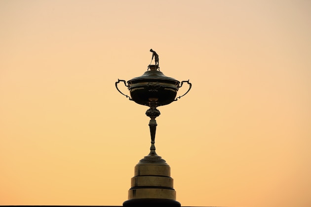 PARIS, FRANCE - OCTOBER 16:  The Ryder Cup trophy is pictured during the Ryder Cup trophy 2018 Year to Go event at Le Golf National on October 16, 2017 in Paris, France.  (Photo by Andrew Redington/Getty Images)