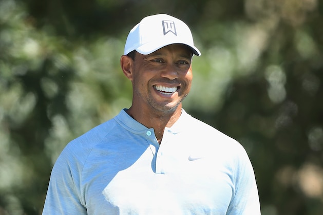 ATLANTA, GA - SEPTEMBER 21:  Tiger Woods of the United States reacts on the third tee during the second round of the TOUR Championship at East Lake Golf Club on September 21, 2018 in Atlanta, Georgia.  (Photo by Sam Greenwood/Getty Images)