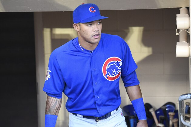 SAN DIEGO, CA - JULY 14: Addison Russell #27 of the Chicago Cubs plays during a baseball game against the Chicago Cubs at PETCO Park on July 14, 2018 in San Diego, California. (Photo by Denis Poroy/Getty Images)