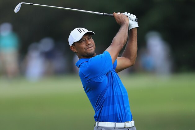ATLANTA, GA - SEPTEMBER 22:  Tiger Woods of the United States plays a shot on the third hole during the third round of the TOUR Championship at East Lake Golf Club on September 22, 2018 in Atlanta, Georgia.  (Photo by Sam Greenwood/Getty Images)