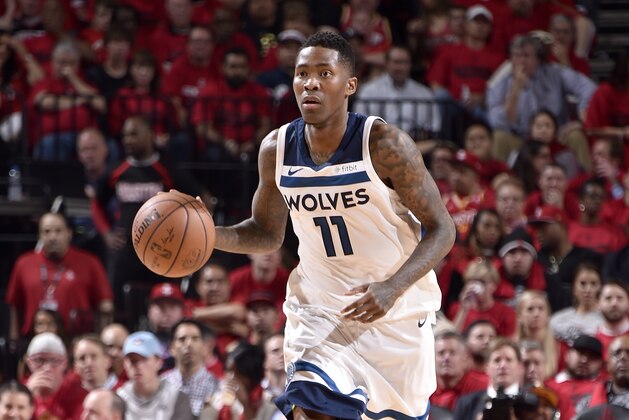 HOUSTON, TX - APRIL 25: Jamal Crawford #11 of the Minnesota Timberwolves handles the ball against the Houston Rockets in Game Five of the Western Conference Quarterfinals during the 2018 NBA Playoffs on April 25, 2018 at the Toyota Center in Houston, Texas. NOTE TO USER: User expressly acknowledges and agrees that, by downloading and/or using this photograph, user is consenting to the terms and conditions of the Getty Images License Agreement. Mandatory Copyright Notice: Copyright 2018 NBAE (Photo by Bill Baptist/NBAE via Getty Images)