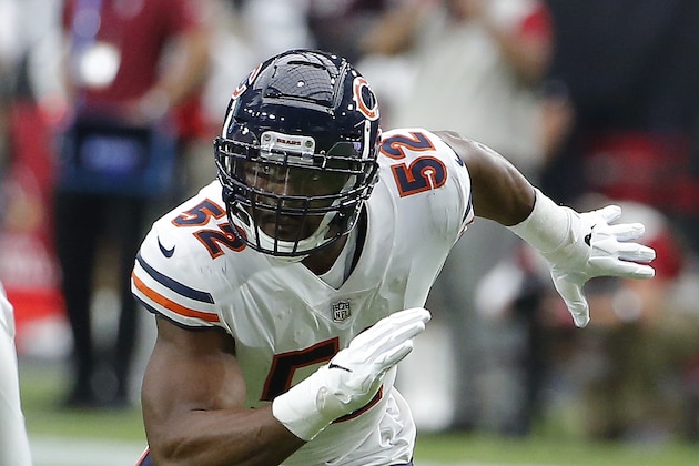 Chicago Bears linebacker Khalil Mack (52) in the first half during an NFL football game against the Arizona Cardinals, Sunday, Sept. 23, 2018, in Glendale, Ariz. (AP Photo/Rick Scuteri)