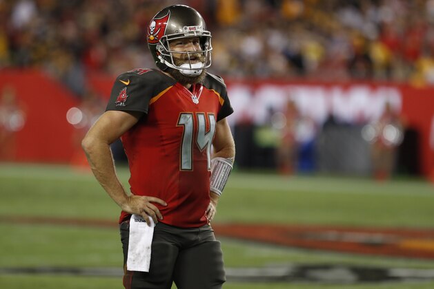 Tampa Bay Buccaneers quarterback Ryan Fitzpatrick during the second half of an NFL football game against the Pittsburgh Steelers Monday, Sept. 24, 2018, in Tampa, Fla. (AP Photo/Mark LoMoglio)