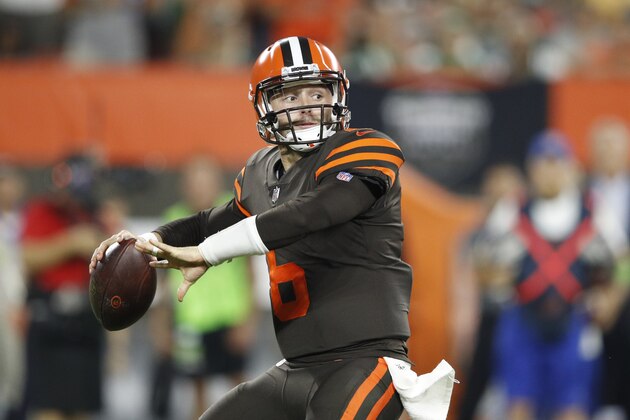 CLEVELAND, OH - SEPTEMBER 20: Baker Mayfield #6 of the Cleveland Browns throws a pass during the game against the New York Jets at FirstEnergy Stadium on September 20, 2018 in Cleveland, Ohio. The Browns won 21-17. (Photo by Joe Robbins/Getty Images)