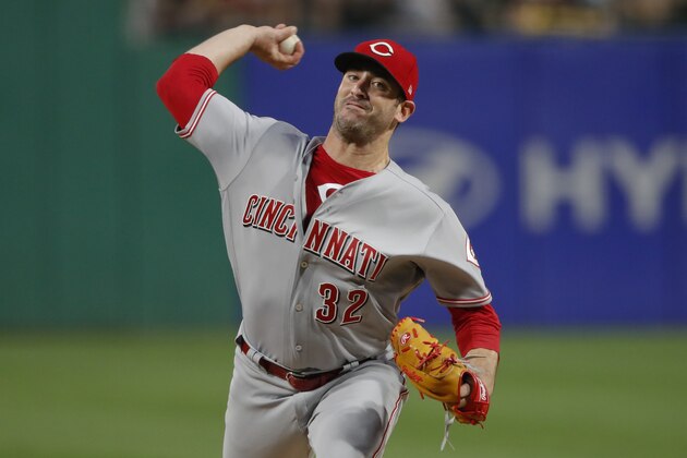 Cincinnati Reds starting pitcher Matt Harvey delivers in the sixth inning of a baseball game against the Pittsburgh Pirates in Pittsburgh, Friday, June 15, 2018. (AP Photo/Gene J. Puskar)