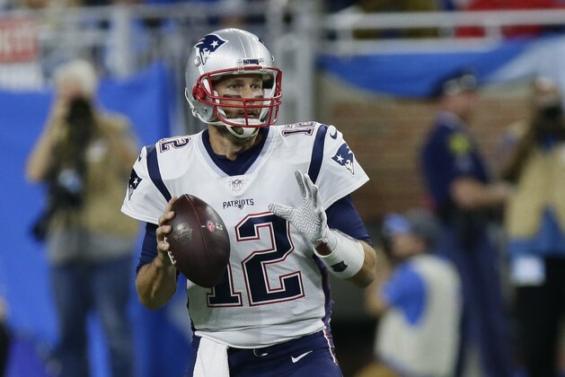 New England Patriots quarterback Tom Brady looks downfield during the first half of an NFL football game against the Detroit Lions, Sunday, Sept. 23, 2018, in Detroit. (AP Photo/Duane Burleson)