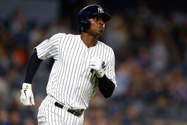 NEW YORK, NY - SEPTEMBER 21:  Didi Gregorius #18 of the New York Yankees connects on a 2-run home run in the first inning against the Baltimore Orioles at Yankee Stadium on September 21, 2018 in the Bronx borough of New York City.  (Photo by Mike Stobe/Getty Images)