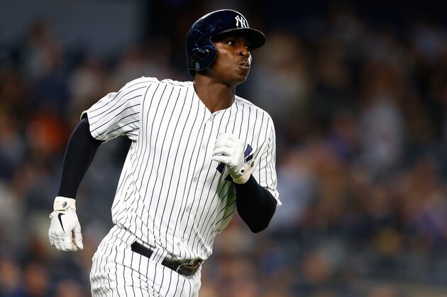 NEW YORK, NY - SEPTEMBER 21:  Didi Gregorius #18 of the New York Yankees connects on a 2-run home run in the first inning against the Baltimore Orioles at Yankee Stadium on September 21, 2018 in the Bronx borough of New York City.  (Photo by Mike Stobe/Getty Images)