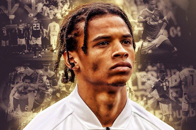 Manchester City's German midfielder Leroy Sane applauds supporters on the pitch after the English Premier League football match between between Cardiff City and Manchester City at Cardiff City Stadium in Cardiff, south Wales on September 22, 2018. - Manchester City won the game 5-0. (Photo by Geoff CADDICK / AFP) / RESTRICTED TO EDITORIAL USE. No use with unauthorized audio, video, data, fixture lists, club/league logos or 'live' services. Online in-match use limited to 120 images. An additional 40 images may be used in extra time. No video emulation. Social media in-match use limited to 120 images. An additional 40 images may be used in extra time. No use in betting publications, games or single club/league/player publications. /         (Photo credit should read GEOFF CADDICK/AFP/Getty Images)