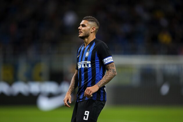 MILAN, ITALY - SEPTEMBER 25: Mauro Icardi of FC Internazionale during the Serie A match between FC Internazionale v ACF Fiorentina at Stadio Giuseppe Meazza on September 25, 2018 in Milan, Italy. (Photo by Robbie Jay Barratt - AMA/Getty Images)