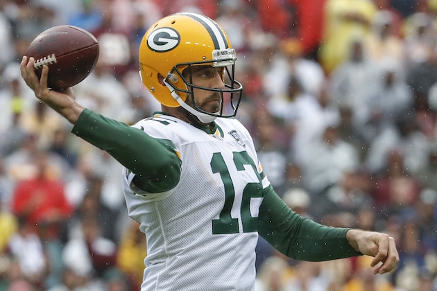 Green Bay Packers quarterback Aaron Rodgers (12) passes the ball during the first half of an NFL football game against the Washington Redskins, Sunday, Sept. 23, 2018 in Landover, Md. (AP Photo/Alex Brandon)