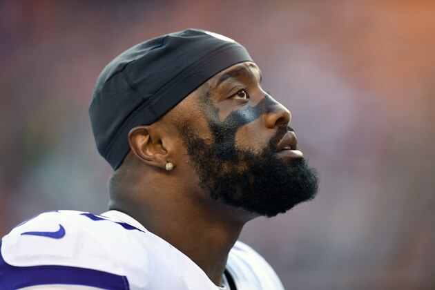 FILE - In this Saturday, Aug. 11, 2018, file photo, Minnesota Vikings defensive end Everson Griffen watches during the first half of an NFL football game against the Denver Broncos, in Denver. Griffen has been sidelined indefinitely by an undisclosed situation that has caused concern within the organization about his well-being. (AP Photo/Mark Reis, File) FILE - In this Saturday, Aug. 11, 2018, file photo, Minnesota Vikings defensive end Everson Griffen watches during the first half of an NFL football game against the Denver Broncos, in Denver. Griffen has been sidelined indefinitely by an undisclosed situation that has caused concern within the organization about his well-being. (AP Photo/Mark Reis, File)