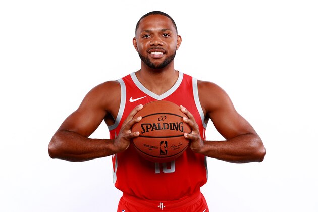 HOUSTON, TX - SEPTEMBER 24:  Eric Gordon #10 of the Houston Rockets poses for a portrait during the Houston Rockets Media Day at The Post Oak Hotel at Uptown Houston on September 24, 2018 in Houston, Texas. NOTE TO USER: User expressly acknowledges and agrees that, by downloading and or using this photograph, User is consenting to the terms and conditions of the Getty Images License Agreement.  (Photo by Tom Pennington/Getty Images)
