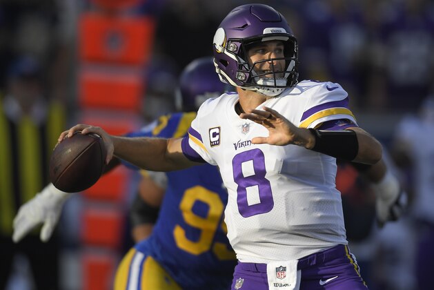 Minnesota Vikings quarterback Kirk Cousins passes against the Los Angeles Rams during the first half in an NFL football game Thursday, Sept. 27, 2018, in Los Angeles. (AP Photo/Mark J. Terrill)