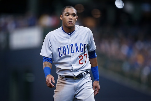 MILWAUKEE, WI - SEPTEMBER 03:  Addison Russell #27 of the Chicago Cubs stands on the field in the fourth inning against the Milwaukee Brewers at Miller Park on September 3, 2018 in Milwaukee, Wisconsin. (Photo by Dylan Buell/Getty Images)