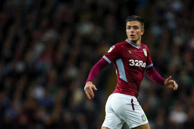 BIRMINGHAM, ENGLAND - SEPTEMBER 18: Jack Grealish of Aston Villa during the Sky Bet Championship match at Villa Park on September 18, 2018 in Birmingham, England. (Photo by Robbie Jay Barratt - AMA/Getty Images)