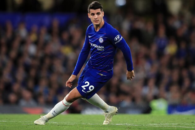 LONDON, ENGLAND - SEPTEMBER 29:  Alvaro Morata of Chelsea during the Premier League match between Chelsea FC and Liverpool FC at Stamford Bridge on September 29, 2018 in London, United Kingdom. (Photo by Marc Atkins/Getty Images)