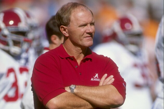 24 Oct 1998: Head coach Mike Dubose of the Alabama Crimson Tide watches the field during the game against the Tennessee Volunteers at Neyland Stadium in Knoxville Tennessee. Tennessee defeated Alabama 35-18. Mandatory Credit: Scott Halleran  /Allsport